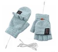 Gants chauffants électriques USB pour l'hiver avec design complet et demi-doigt pour taper et jouer, chauffage double face jusqu'à 50 °C, compatible avec PC et banque d'alimentation (noir)