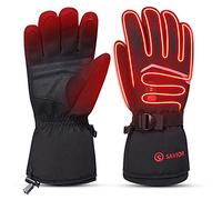 Gants Chauffants Gants de Batterie Rechargeable électrique Vélo d'hiver Ski Patinage Camping Randonnée Arthrite Gants Chauffants Hommes Dames (Noir, XXL)