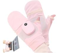Gants chauffants graphène rechargeables par USB, moufles chauffantes électriques avec affichage numérique, 3 niveaux de chaleur pour sports de plein air, cyclisme, promenade des chiens, froid (rose)