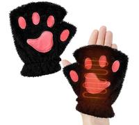Gants chauffants - Mitaines mignonnes en forme de patte de chat, confortables pour les mains, matériau en peluche douce pour la protection par temps froid, idéal pour le travail de frappe ou les