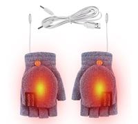 Gants chauffants pour femme | Gants d'hiver chauffants USB - avec bouton mitaines électriques convertibles en tricot lavable