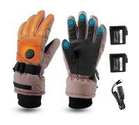Gants chauffants pour homme et femme, gants de ski électriques avec piles rechargeables de 7,4 V 5000 mAh, 3 niveaux étanches, pour moto, randonnée, cyclisme (rose-UK)