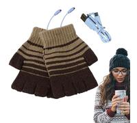 Gants chauffants pour hommes, gants d'hiver chauffants - Gants d'hiver sans doigts USB pour femmes et hommes | Mitaine chauffante chaude , gants chauffe-mains USB pour la dactylographie, la con