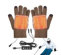 Gants chauffants rechargeables - Chauffe-mains en tricot avec prise USB | Chauffe-mains chauds, trois réglages de température pour homme et femme, activités de plein air, sport, cyclisme, ski, moto