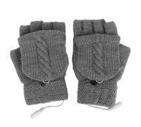 Gants Chauffants sans Doigts USB Double Face Chauffage Gants pour Ordinateur Portable Mitaines Chauffe-Mains Arthrite Soulagement du Froid Gris Tricoté 16 cm 2 Pack