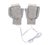 Gants Chauffants USB Chauds Chauds en Coton Plein Doigt Demi-Doigt Chauffant Double Face pour Les Jeux d'hiver Gris Gris (Gelb) (Grau)