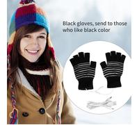Gants chauffants USB - EBTOOLS - 1 paire - Hiver chaud - Hommes femmes - Mitaines chauffantes demi-doigts noir