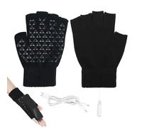 Gants chauffants USB, gants chauffants électriques, gants chauffants pour femme avec demi doigt chauffant USB, gants chauffants pour tricoter, pour travailler, jouer, skier et faire