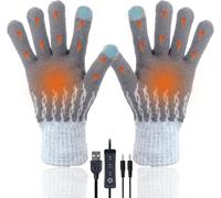 Gants Chauffants USB pour Hommes et Femmes, Gants Chauds d'hiver, Gants tactiles pour Ordinateur Portable, moufles chauffantes en Tricot, Gants Thermiques Ajustables et lavables (Gris)