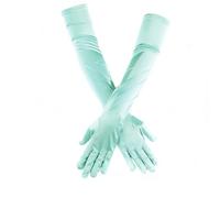 Gants classiques pour femmes, mi-longs, élastiques, élégants, style 1920, gants de soirée en satin, gants gothiques pour opéra, fête, mariage, mariée, pour costumes de carnaval, bleu vert