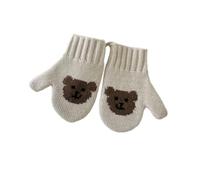 Gants confortables avec sangle de suspension pour tout-petits de 2 à 5 ans, gants chauds et doux en fibre de tissu tricoté, accessoire d'hiver, gants thermiques doux pour tout-petits, beige, taille