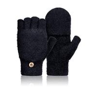 Gants Convertible sans Doigts Gants sans Doigts d'Hiver Demi-Doigts Gants, Doigts Mitaines Gants d'Hiver Convertibles pour Cyclisme Randonnée Escalade Travail Loisir Cadeau(Noir)