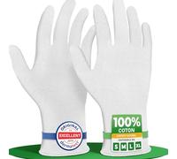 Gants coton blancs 100% - Dermatest: Excellent - gant en coton réutilisables et lavables, multi-usages: cosmétique, sans latex - confort respirant (12 paires, S)
