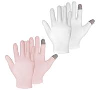 Gants Coton Dermatologique, 2 Paires D'Écran Tactile Gant Coton Eczema pour les Mains Sèches, Gant Blanc en Cotone Réutilisable pour Dormir, Spa, Traitement de la Peau