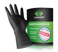 Gants coton noirs - Dermatest: Excellent - réutilisables & lavables; gants dermatologiques, hydratants, cosmétiques, sous-gants confort - (8 paires, S)