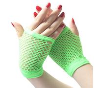 Gants courts en résille, 1 paire Jaune gants en nylon percés sans doigts en maille funky rétro élégant extensible opéra soirée des années 1920 gants pour les fournitures de fête des années 80 90