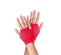 Gants courts en résille, 1 paire Jaune gants en nylon percés sans doigts en maille funky rétro élégant extensible opéra soirée des années 1920 gants pour les fournitures de fête des années 80 90