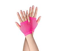 Gants courts en résille, 1 paire Jaune gants en nylon percés sans doigts en maille funky rétro élégant extensible opéra soirée des années 1920 gants pour les fournitures de fête des années 80 90