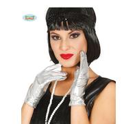 Gants Courts Métalisés Argent Femme Taille Unique Argenté
