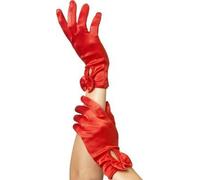 Gants Courts Rouges Avec Noeud Femme, Rouge