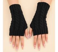 Gants courts sans doigts en 100% lin de couleur noire, convenant pour la chaleur en automne/hiver et la Saint-Valentin Taille UniqueUnicoloreÉtoffe