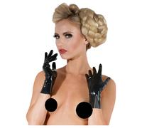 Gants courts unisexes en latex (noirs) - L