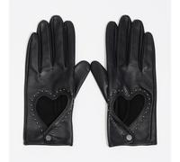 Gants cuir cœur noirs M