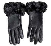 Gants Cuir Femme Fins Et Élégant Veste D'Hiver Pour Femme En Tissu Texturé Ondulé, Doublée Polaire, Avec Finitions En Similicuir Et Daim - Noire