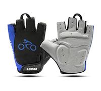 Gants Cyclisme de Vélo Demi Doigt, Gants de Sport d'été pour Homme Femme,Antichoc Respirant Mitaine Cycliste, Gant pour Eté Vélo VTT Cycliste Escalade Randonnée, Bleu, XL
