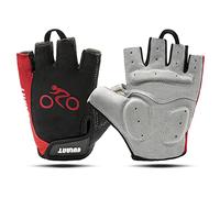 Gants Cyclisme de Vélo Demi Doigt, Gants de Sport d'été pour Homme Femme,Antichoc Respirant Mitaine Cycliste, Gant pour Eté Vélo VTT Cycliste Escalade Randonnée, Rouge, XL