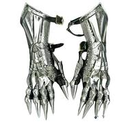 Gants d'Armure Médiévale Historique avec Accents de Seigneur - Costume de Chevalier Larp Guerrier - Croisés Européens, Argenté, Taille Unique