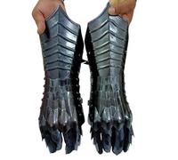 Gants d'armure médiévale historiques noirs pour chevaliers, gants de guerrier, gants de combat, costume de jeu de rôle, Noir , taille unique