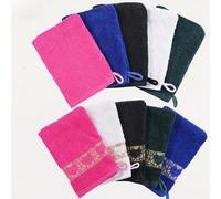 Gants de bain 100% coton, tissu en coton éponge, serviette de démaquillage réutilisable, nettoie le maquillage facial et les impuretés, serviette de bout des doigts avec corde de suspension, absorbant