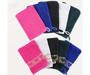 Gants de bain 100% coton, tissu en coton éponge, serviette de démaquillage réutilisable, nettoie le maquillage facial et les impuretés, serviette de bout des doigts avec corde de suspension, absorbant