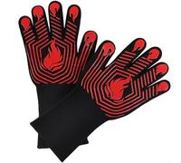 Gants de barbecue antidérapants avec ajustement confortable, haute résistance à la chaleur pour des grillades et des pâtisseries sûres, faciles à nettoyer et à entretenir (rouge)