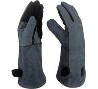 Gants de barbecue en cuir APOGO - Gants de cuisson et de barbecue résistants à la chaleur, 40 cm, confortables et flexibles, 1 paire