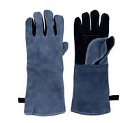 Gants de Barbecue en Cuir, Gants Anti Chaleur, Gants de Soudure Résistant à la Haute Température avec Boucle de Suspension pour Four, Cheminée, Feu, Grill, Cuisine et Maison