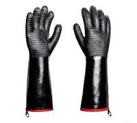 Gants de barbecue en néoprène résistants à la chaleur - Résistants à l'huile - Gants de protection contre les brûlures - Pour barbecue, camping, feu - Lavable en machine - Extra longs - Pour four