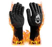 Gants de Barbecue Gants de Four, Résistant à la Chaleur jusqu'à 800 ° C, Gants de Cuisson en Silicone, avec Silicone Antidérapant, Lavable, pour Cuisine Barbecue BBQ Cuisson (L/XL Noir)