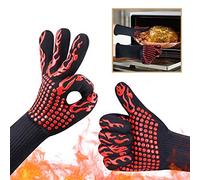 Gants de barbecue, gants de grillades, gants de cuisine résistants à la chaleur, résistants à la chaleur jusqu'à 800 ℃ / 1472 ℉, peuvent être utilisés pour griller, griller, cuisiner, cuire (rouge)