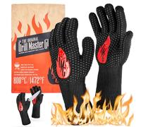 Gants de barbecue Grill Master - Résistants à la chaleur jusqu'à 800 °C - Résistants à l'eau et au feu - Pour cuisiner, cuire, brasero - Lavables et réutilisables - Accessoire de barbecue idéal