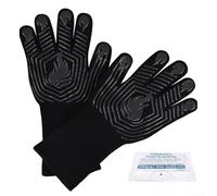 Gants de barbecue ignifuges avec bandes en silicone et matériau triple couche pour une manipulation sûre des articles chauds (noir)