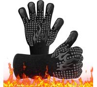 Gants de barbecue résistants à la chaleur, gants de barbecue avec 800 degrés extrêmement résistants à la chaleur, gants de four en silicone pour la cuisson, le barbecue, la cuisson, le barbecue