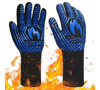 Gants de Barbecue Résistants à la Chaleur : GEEKHOM Gants en Silicone Infrarouge 800°C, Antidérapants, Certifiés EN407, Professionnels pour Cuisson, Grillade, Four et Cheminée