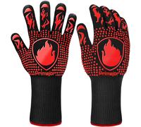 Gants de barbecue résistants à la chaleur jusqu'à 800 °C, gants de barbecue avec manchette allongée, gants de four, gants de cuisine, gants ignifuges pour la cuisson, le barbecue, la cuisine