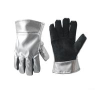 Gants de barbecue résistants aux hautes températures, isolation thermique à 400 °C, feuille d'aluminium ignifuge et cuir de vache, pour camping, randonnée, cuisine en plein air