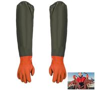 Gants de Bassin Longs en Caoutchouc, 1 paire de Gants de Nettoyage de Bassin, 70 cm Longs en Caoutchouc, Travail Imperméables de Sablage en PU, Orange