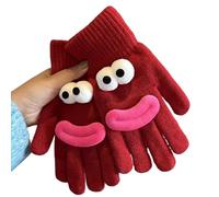 Gants de bouche de saucisse 3D avec doigts d'écran tactile, poignets élastiques, gants, chauffe-mains épaissis, écriture, lecture, usage quotidien, dessin animé, Bordeaux, M