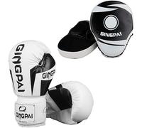 Gants De Boxe Cible à La Main Muay Thai Entraînement Pro Grip Sparring Sac De Frappe Mitaines Respirantes Enfants Adultes Kickboxing Combat, White, 10oz