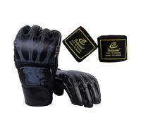 Gants de boxe demi-doigts MMA pour sac de frappe Muay Thai Arts martiaux Noir Squelette 240 x 130 x 50 mm